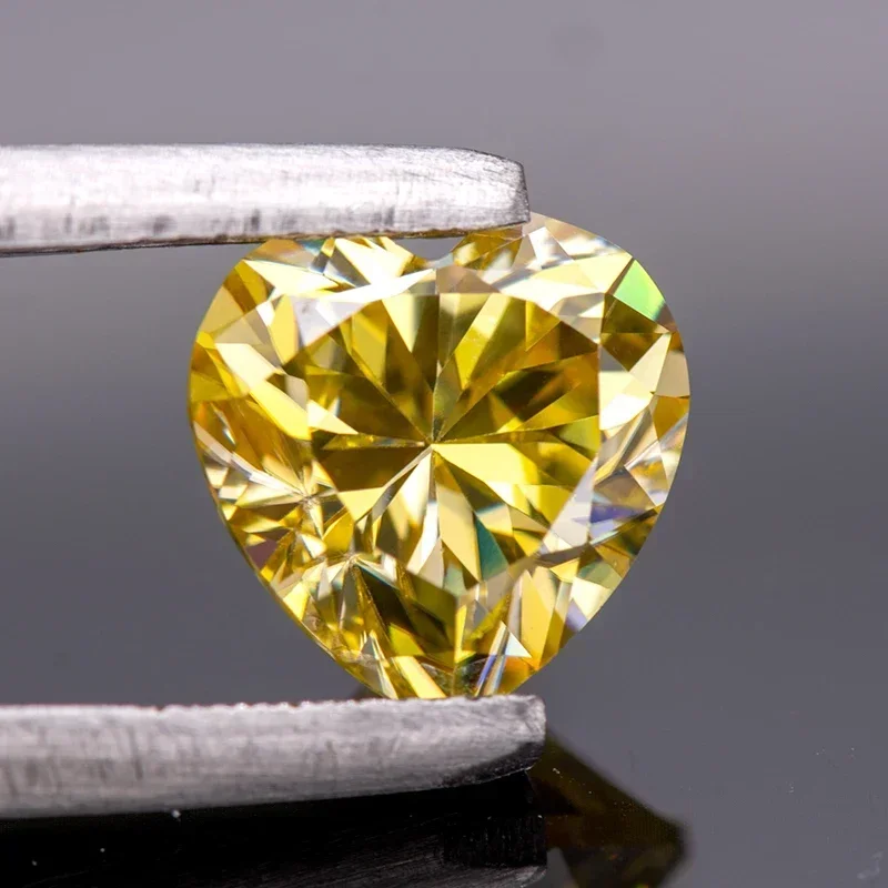 Moissanite Jewelry Certificato Gra Pietre Preziose Tagliate A Cuore Giallo Limone Moissanite Lab Grown Advanced Jewelry Making Materials