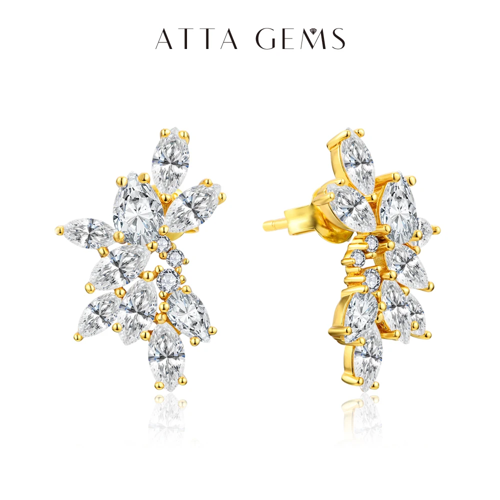 Attagems Luxury Solid 10K 14K 10K Gold Moissanite Orecchini Per Donna Uomo 925 Sterling Silver Wedding Engagement Party Gift