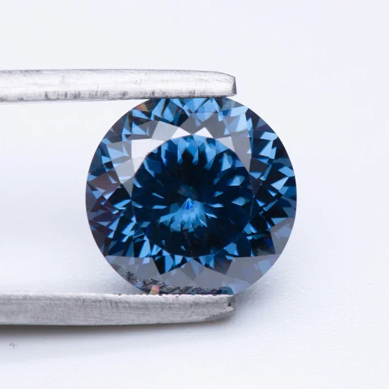 Certificato Gra 100 Faces Cut Moissanite Stone Colori Primari Royal Blue Round Shape Gemstones Materiali Per La Creazione Di Gioielli