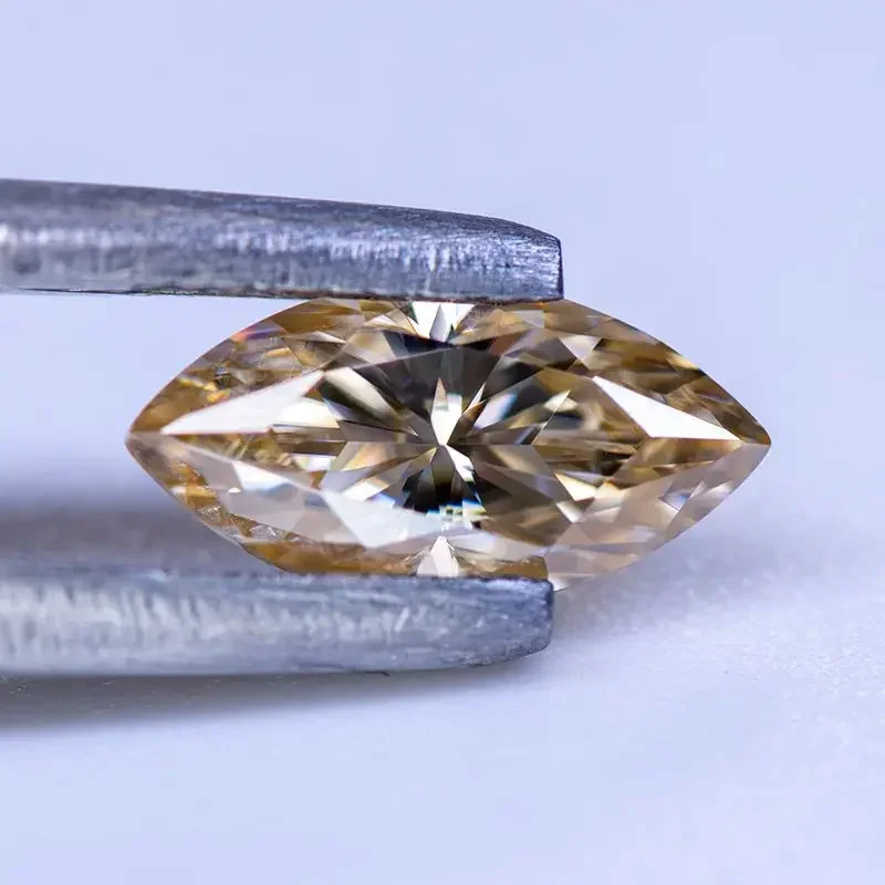 Gra Authentation Lab Grown Diamond Tea Yellow Colore Primario Marquise Cut Moissanite Stone Charms Gioielli Anelli Orecchini Making