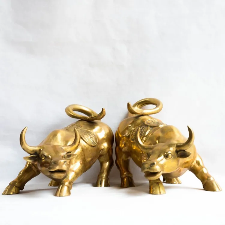 2 Pz/Lotto China Carving Work Of Art Bronze Crafts Decoration Copper Topnew Bronze Statue Zodiac Topnew Lucky Bovini
