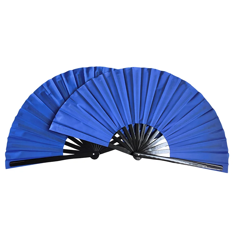 Tai Chi Fan 34Cm Bamboo Chinese Kung Fu Fans Fan Di Arti Marziali Di Alta Qualità Two Hands Fans Pure Dark Blue Wushu Fitness