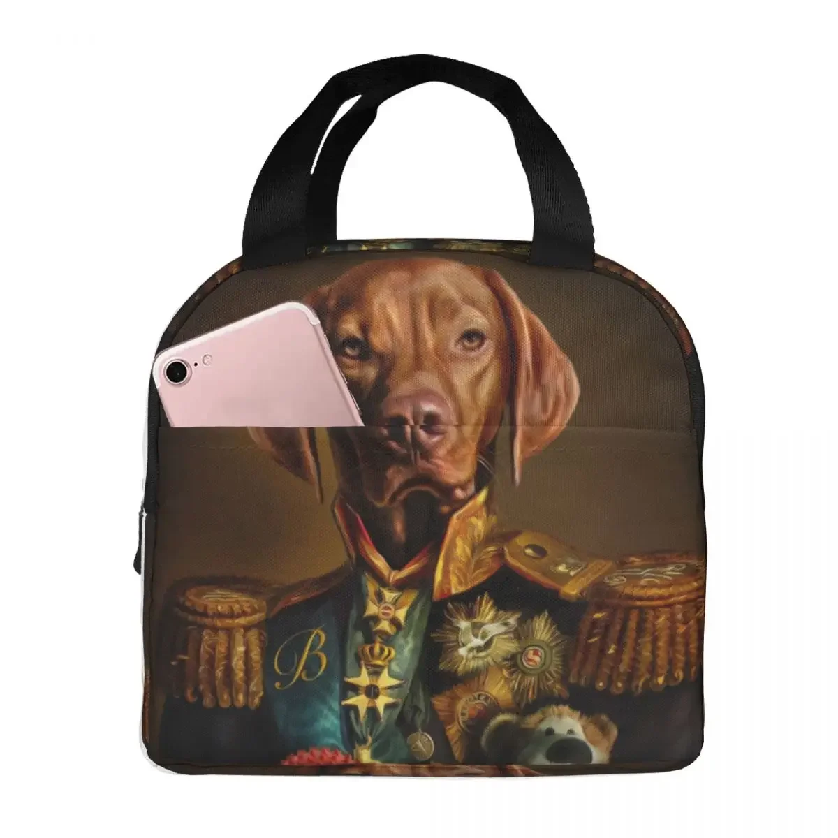 Bertie The Ungherese Vizsla Dog Portrait Lunch Bag Box Meme Children Aluminium Bag Foil Lunchbox Portatile