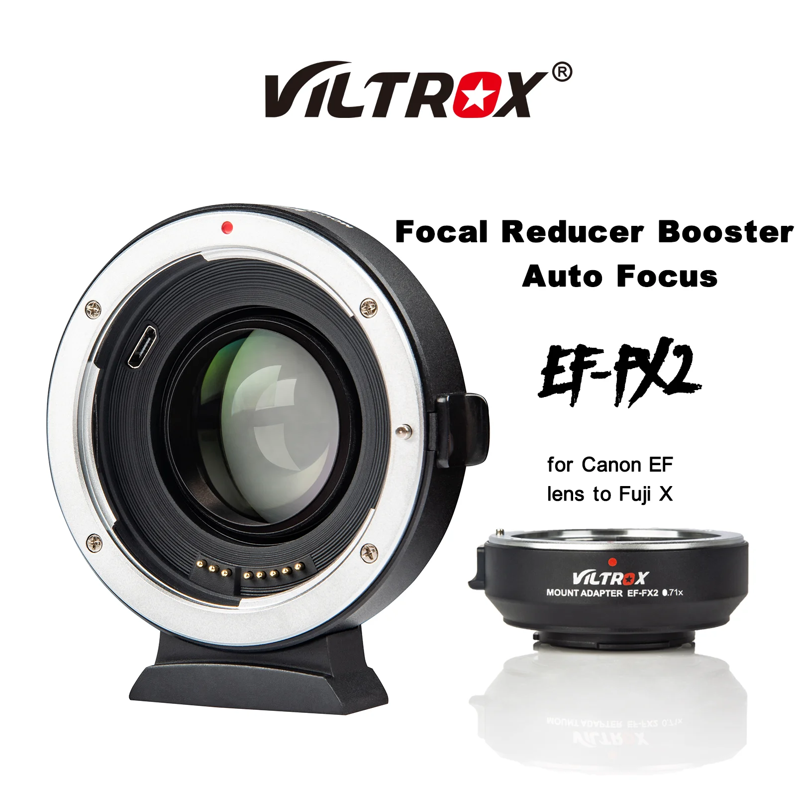Viltrox Ef-Fx2 Auto Focus Lens Adapter Ring Af 0.71X Focal Reducer Booster Per Canon Ef Lens To Fujifilm Fuji Camera X-T3 X-Pro2