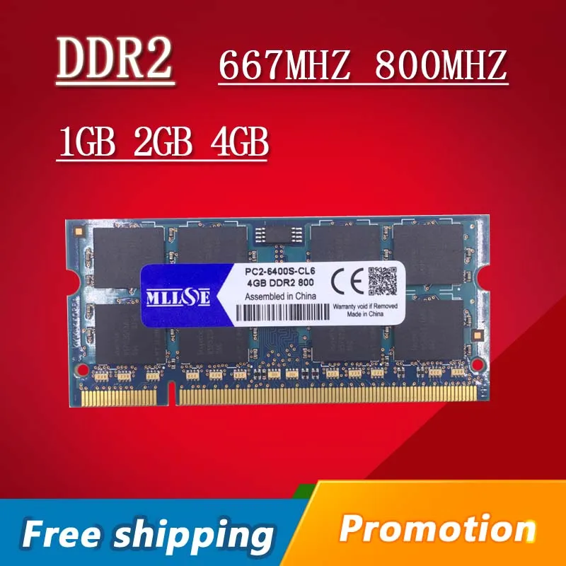 Mllse 1 Gb 2 Gb 4 Gb Ddr2 667 800 667 Mhz 800 Mhz Pc2-5300 Pc2-6400 1G 2G Sodimm So-Dimm Sdram Di Memoria Ram Memoria Per Il Computer Portatile Notebo