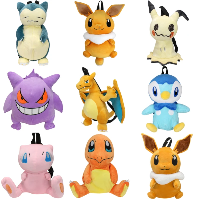 Cute Pokemon Zaino Kawaii Japanese Anime Gengar Eevee Snorlax Mimikyu Charizard Mew Piplup Zainetto Regali Di Moda Sac A Dos