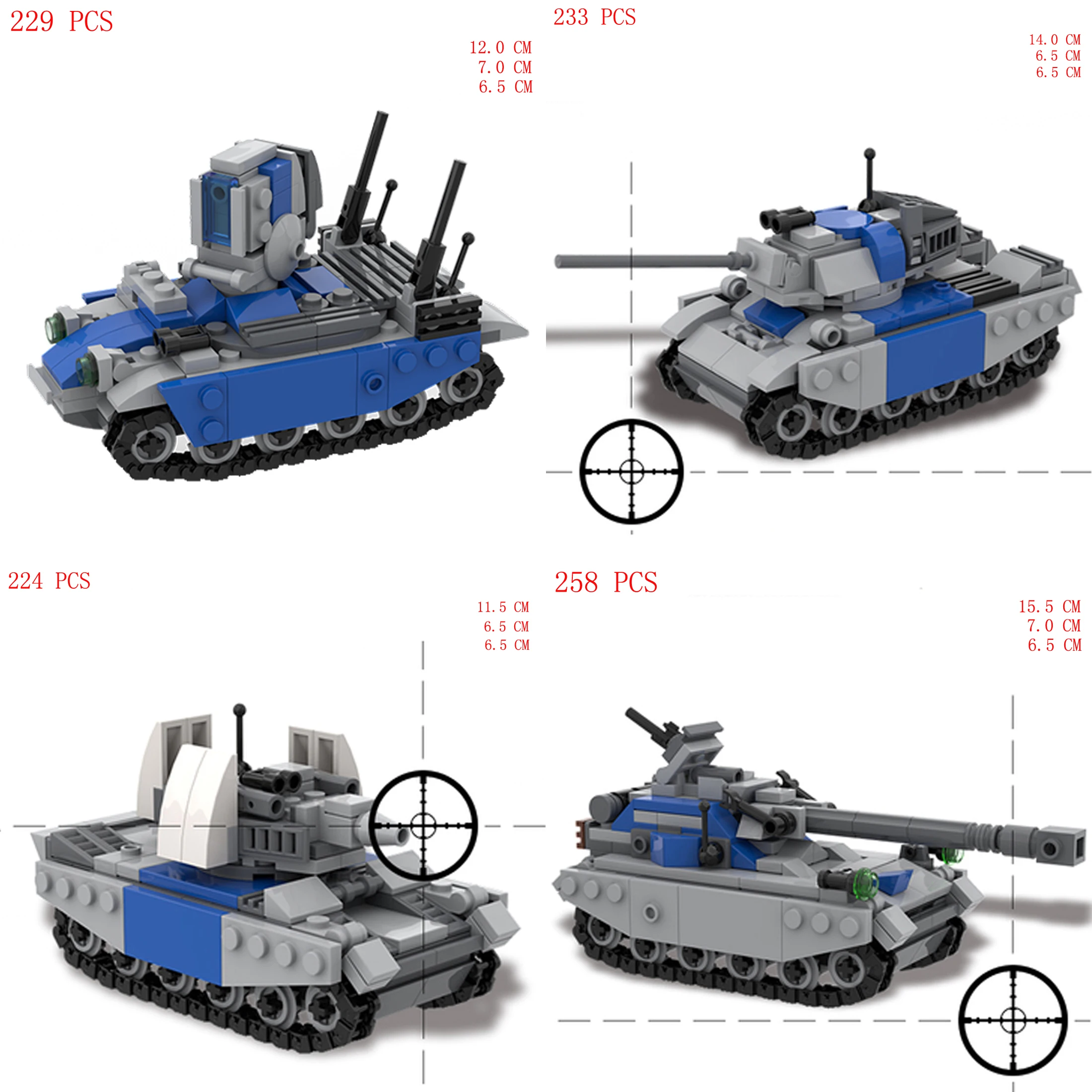 Hot Military Red Warte War Us (Army Tank Destroyer Mirage Tank Prism Tank Grizzly Battle Tank Mattoni Armi Blocchi Giocattoli