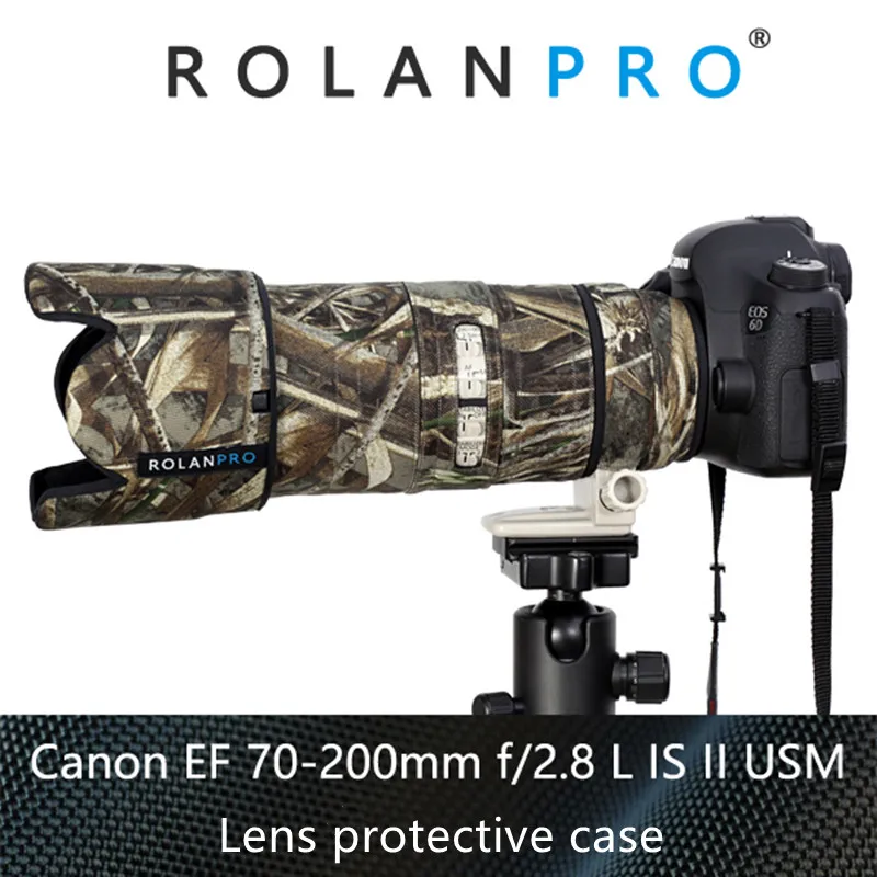 Copriobiettivo Impermeabile Rolanpro Per Canon Ef 70-200Mm F2.8L Is Ii Usm Camouflage Lens Abbigliamento Parapioggia Pistole Custodia Cappotto