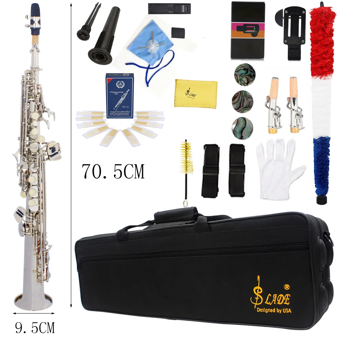 Slade Sassofono Soprano Bb Flat Professional Woodwind Instrument Brass Straight Sax Con Custodia Accessori Per Strumenti Musicali