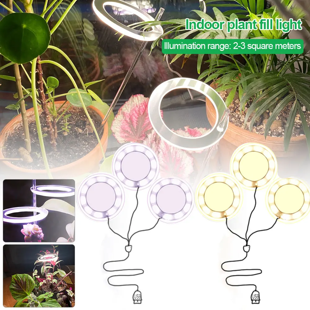 5V Led Usb Angel Ring Plant Grow Light Sunlike Indoor Flower Succulet Serra Succulenta Lampada A Crescita Fito A Spettro Completo