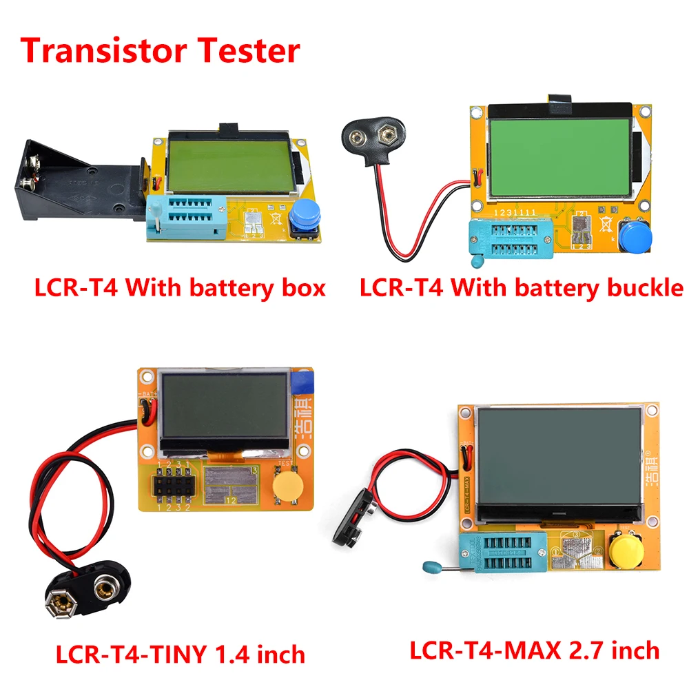 Lcr-T4/Lcr-T4-Tiny/Lcr-T4-Max 1.4/2.7 Pollici Lcd Digital Transistor Tester Meter Diodo Triodo Capacità Esr Meter Per Mosfet