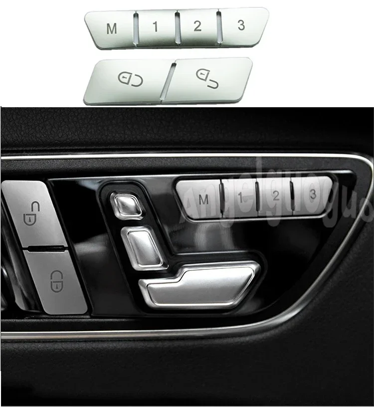 Car Styling Door Seat Memory Lock Pulsanti Trim Cover Adesivi Per Mercedes Benz Classe C E W204 W212 Cla/Gla/Glk/Gle/Cls/Gl/Ml/A