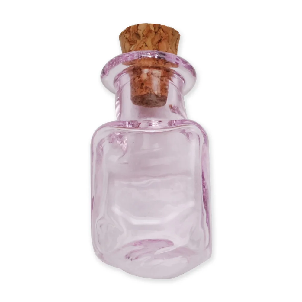 14*25Mm Rosa Piazza Bottiglia Di Profumo Di Vetro Wishing Bottiglie Con Tappo In Sughero All&#39;Ingrosso