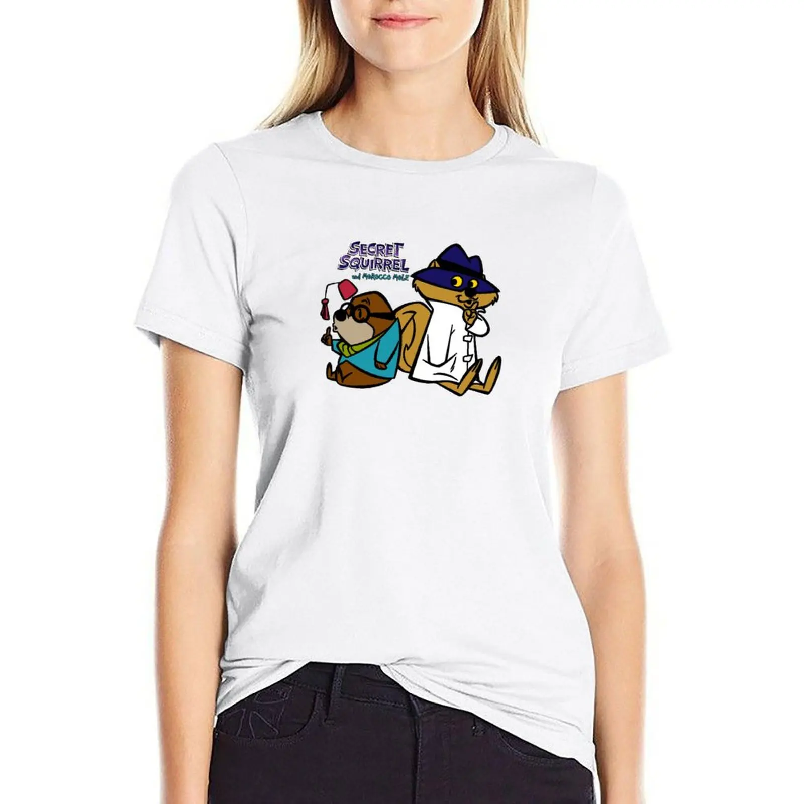 Secret Squirrel & Morocco Mole T-Shirt Animal Print Shirt Per Ragazze Lady Clothes Abbigliamento Donna