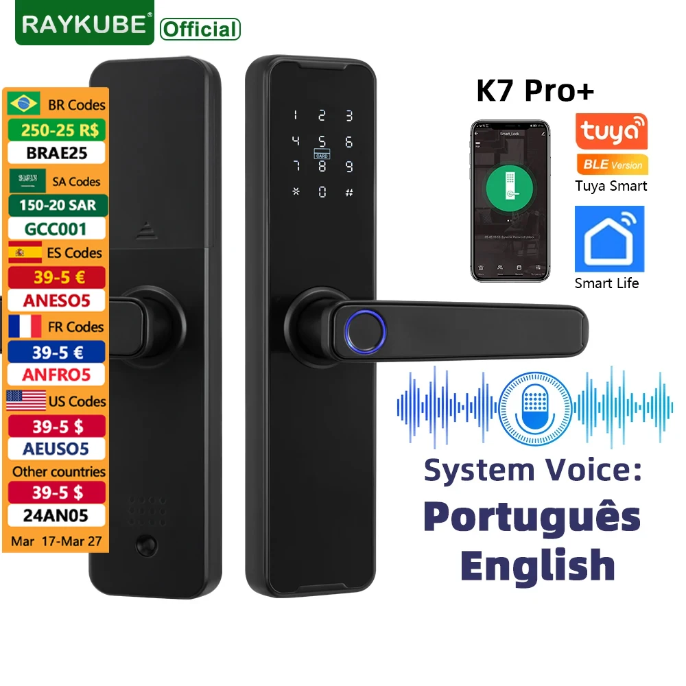 Raykube K7 Pro +/F7 Con Meno Tasse Serratura Biometrica Per Impronte Digitali Smart Lock Tuya App /Tt Lock App Sblocca Serratura Senza Chiave