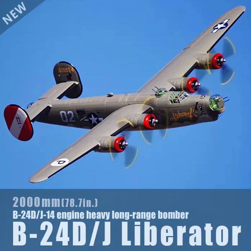 Flightline 2M Super Large Wing Span B-24 Liberator Simulazione Rc Model Aircraft Pnp B-24D/J-14 Heavy Long Range Bomber Giocattolo Per Adulti