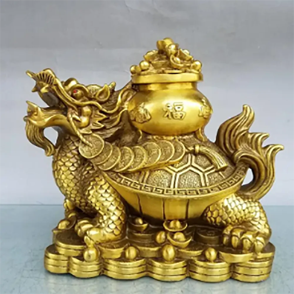 Cina Ottone Seiko Treasure Bowl Dragon Turtle Crafts Statue