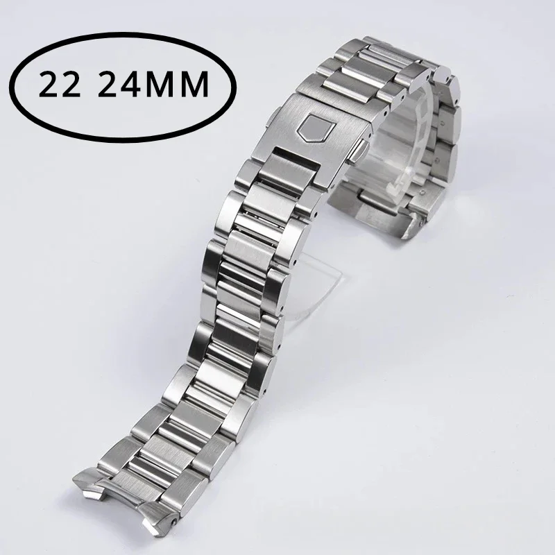 Orologi Accessori Per Tag Heuer Carrera 1887 Cinturino In Acciaio Inossidabile 316L Bracciale Da Uomo Cinturino In Argento Fibbia Sicura 24 22Mm