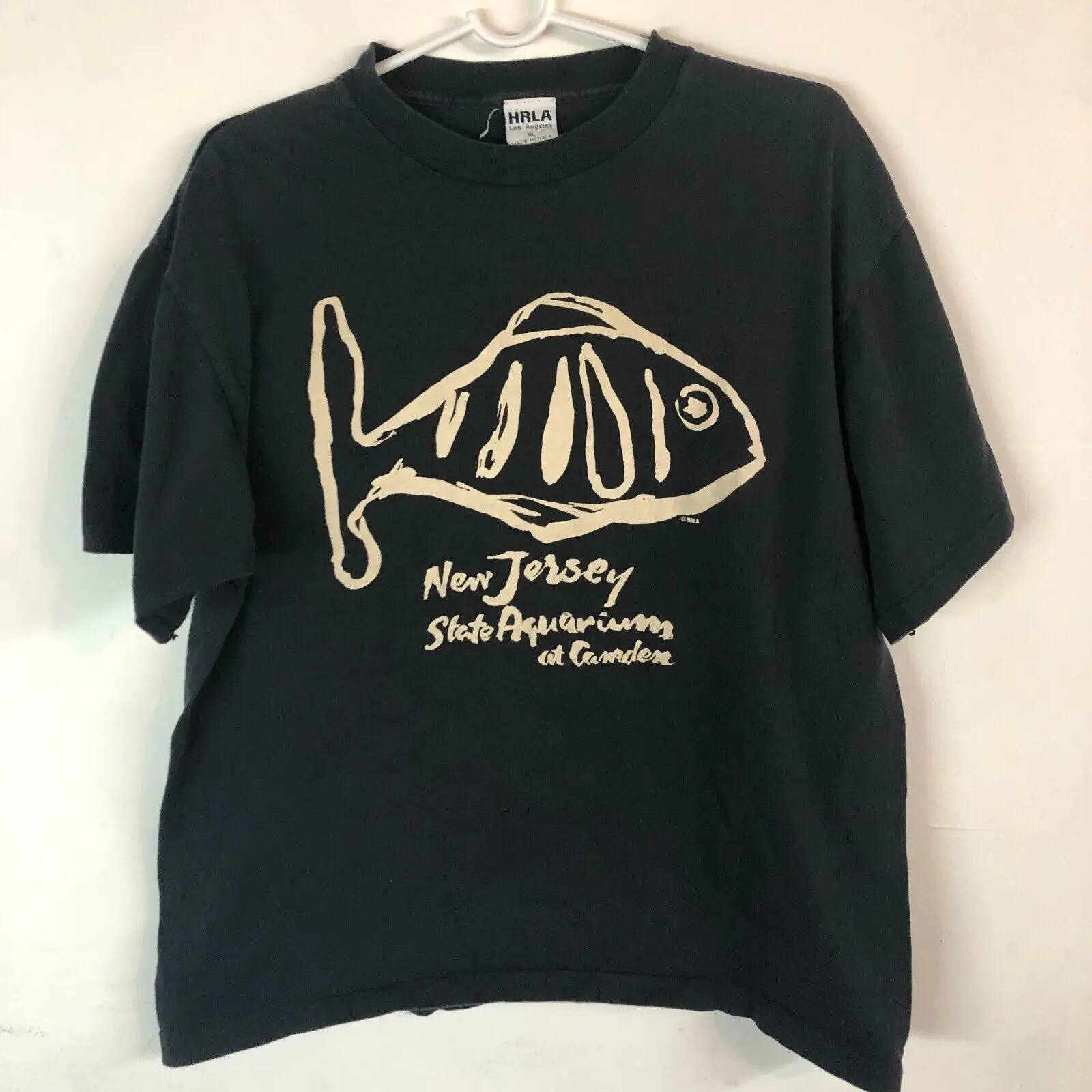 90S Hrla New Jersey State Aquarium At Camicia Da Uomo Nera Extra Large A Maniche Lunghe O Corte