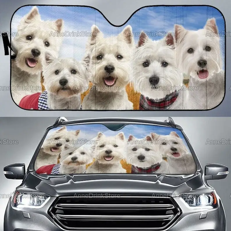 Westie Parasole Per Auto-Accessori Per Auto Per Cani-Parasole Per Auto Per Cani, Regalo Per Lei, Parasole Per Auto Per Parabrezza, Parasole Per Auto, 
