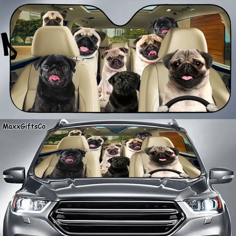 Parasole Per Auto Pug, Parabrezza Per Pug, Parasole Per Cani, Accessori Per Auto Per Cani, Decorazione Per Auto, Parasole Per Auto Per Amanti Dei Pug,
