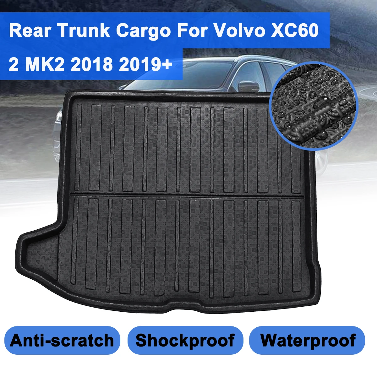 Per Volvo Xc60 2 Mk2 2018 2019 + Tronco Posteriore Boot Mat Pavimento Tappeto Boot Cargo Liner Vassoio Bagagli Protezione Fango Impermeabile