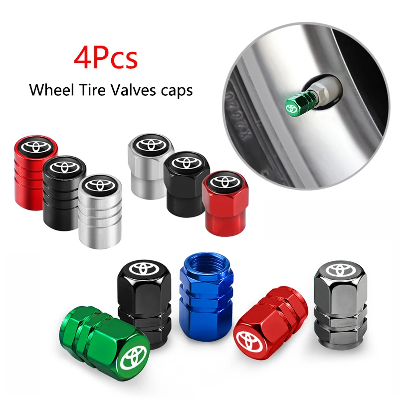 4Pcs 3D Metal Car Tire Valve Caps Copertura Antipolvere Della Ruota Per Toyota Corolla Yaris Chr Auris Rav4 Prius Prado Avensis Verso Sienna