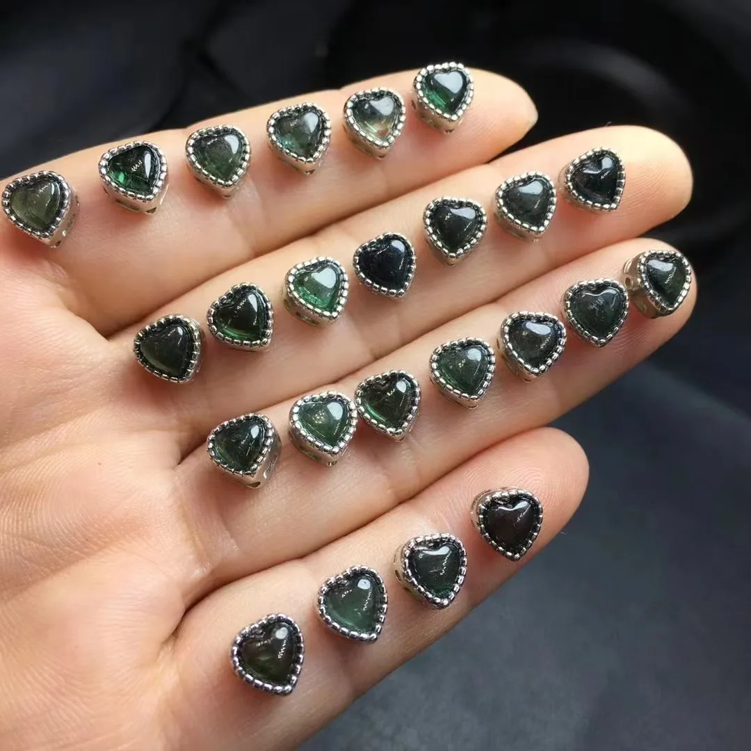 Unità One Piece 925 Silver Con Vendita Popolare Natural Blue Tourmaline Crystal Healing Heart Box Speciale Per Regalo Di Gioielli