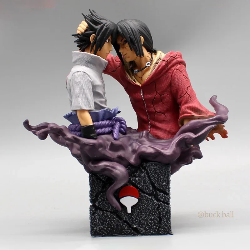 17Cm Naruto Busts Figura Anime Brothers Reacation Uchiha Itachi Uchiha Sasuke Action Figure Gk Pvc Collection Model Toy