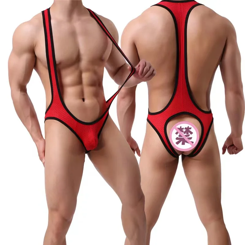 Sexy Mesh Body Jockstrap Bodywear Intimo Gay Mens Lingerie Wrestling Canottiera Body Tute Bretelle Orsacchiotti Sexy