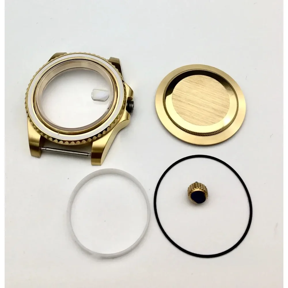 Cassa Dell'Orologio Da 40Mm Cassa In Pvd Dorato Cinturino In Acciaio Inossidabile Vetro Zaffiro Adatto Per Movimento Nh35 36 Per Stile Rolex Seiko Skx