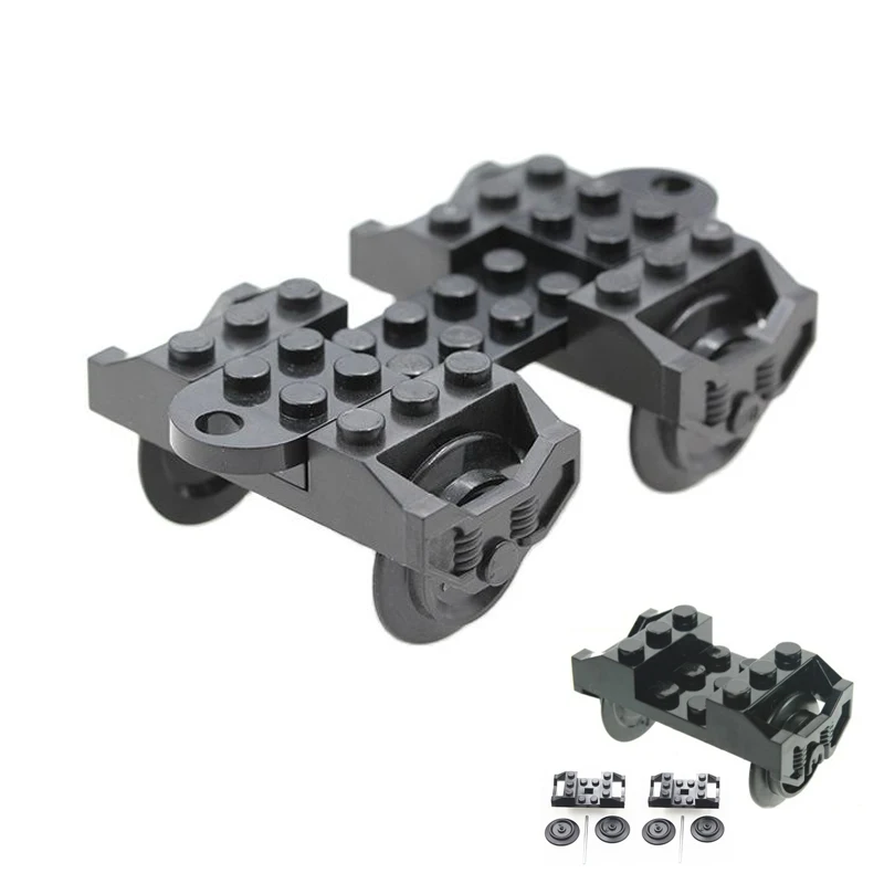 2Set Moc Train Wheel Holder + Wheels + Assale In Metallo Parte Fai Da Te Building Block Toy Compatibile Per High-Tech Train 2878 57051 57878 74784