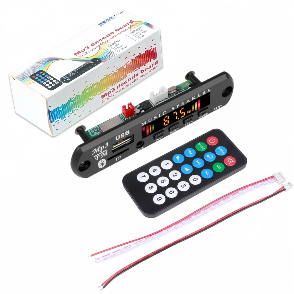 Dc 9V 12V Bluetooth 5.0 Mp3 Wma Wav Ape Flac Decoder Board Car Audio Usb Tf Fm Radio Aux Module Mp3 Bluetooth Music Player