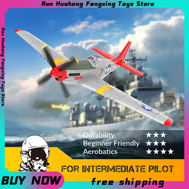 P51 Mustang 400Mm Rc Airplane 2.4G 4Ch 6 Axis Rtf One Key Aerobatic Rc Aircraft Con Xpilot Stabilizzazione Warbird Plane Gift