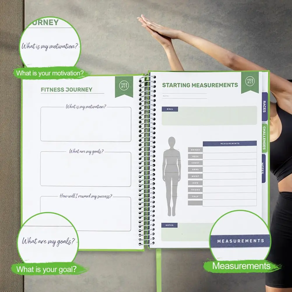 Fitness Notepad Burr Free Fitness Journal Planner Efficiency Manual Self-Conduction Workout Clocking Log Notebook Recording