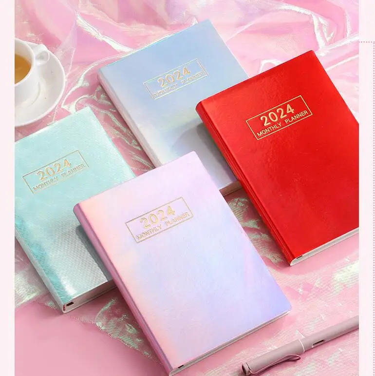 Laser Color 2024 Planner Notebook Diary Journal Planner 365 Days Schedule Organizer Blocco Note Inglese