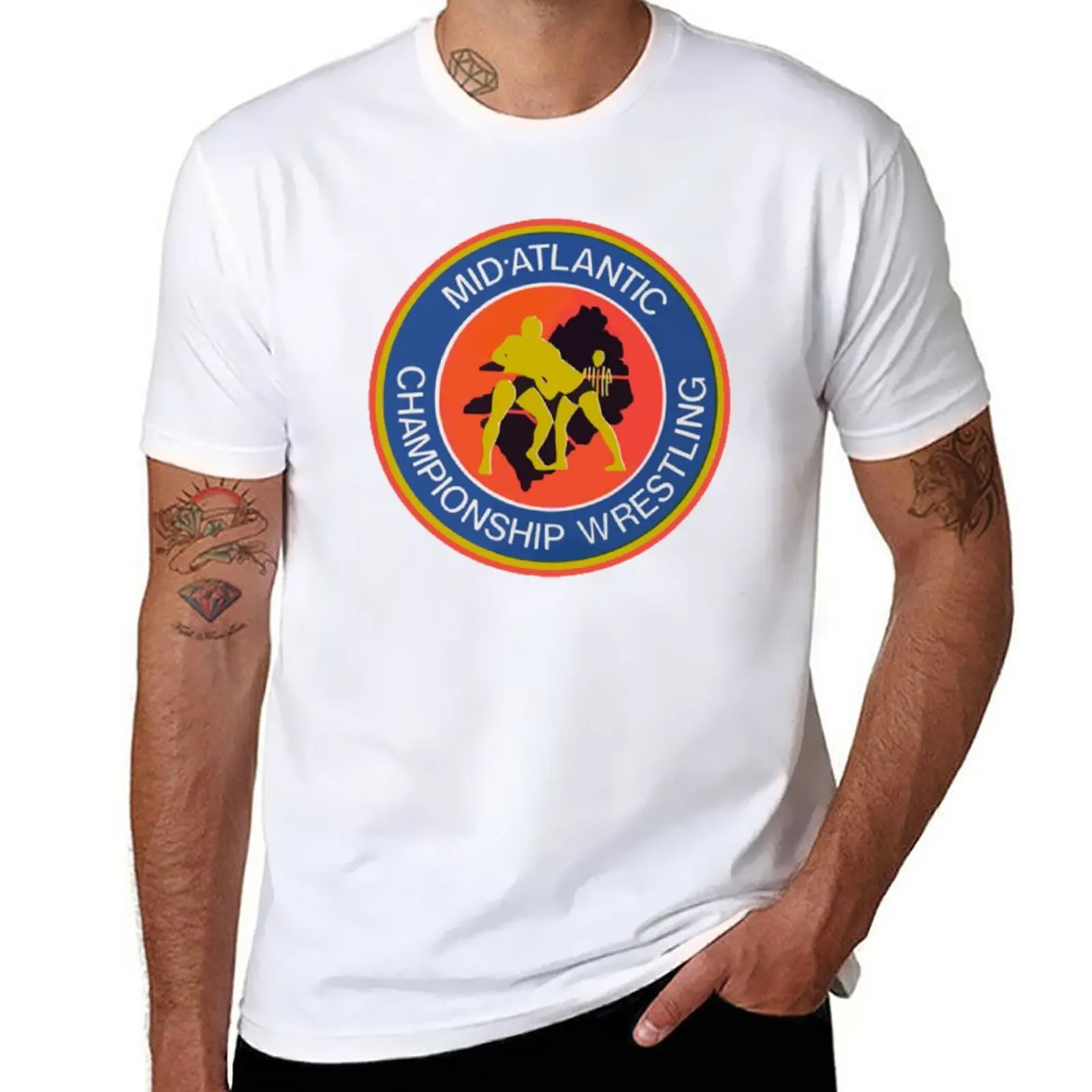 New Mid Atlantic Championship Wrestling T-Shirt T-Shirt T-Shirt Corta Tinta Unita Abbigliamento Uomo