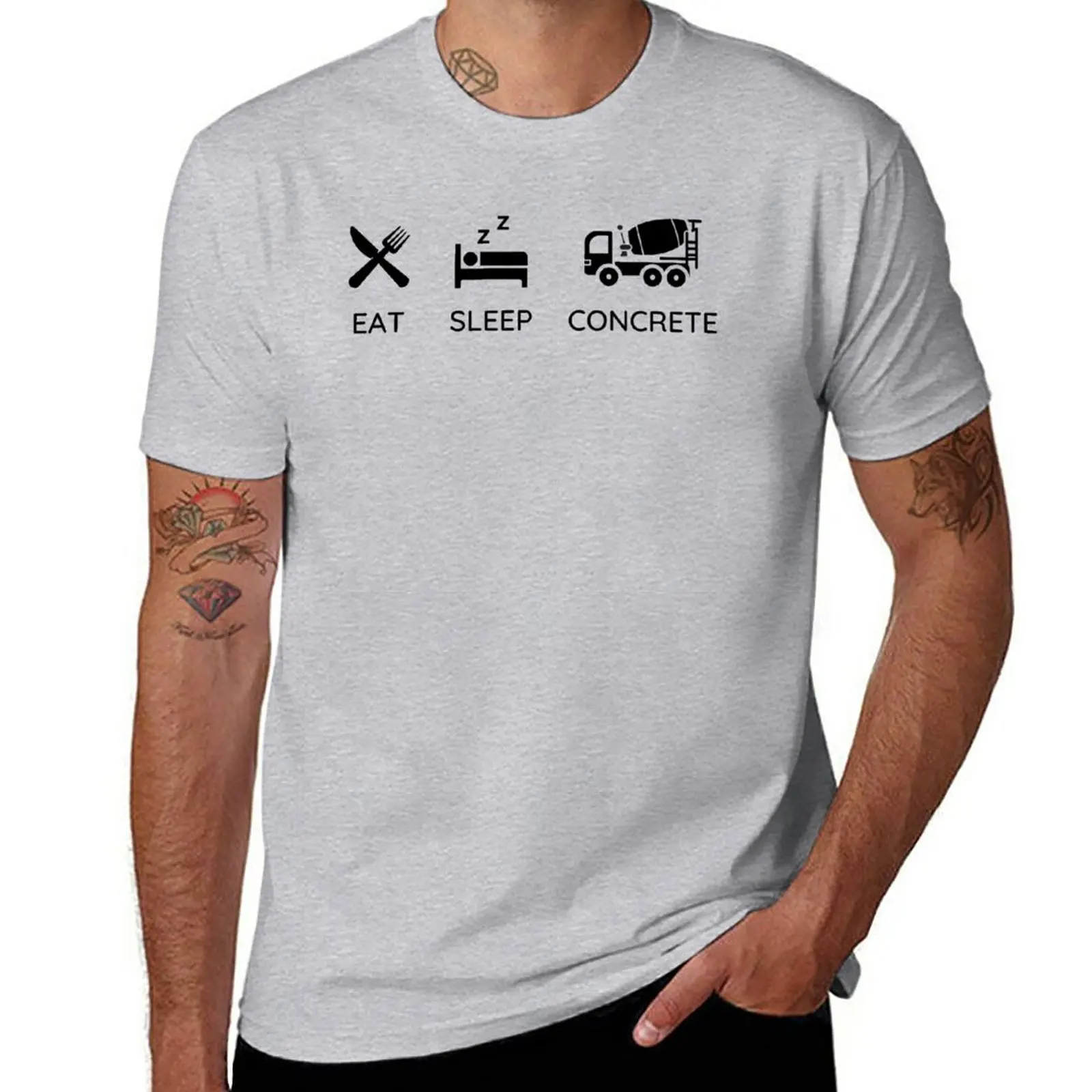 New Eat, Sleep, Concrete - Concrete E Construction Workers T-Shirt T-Shirt Nera T-Shirt Da Uomo