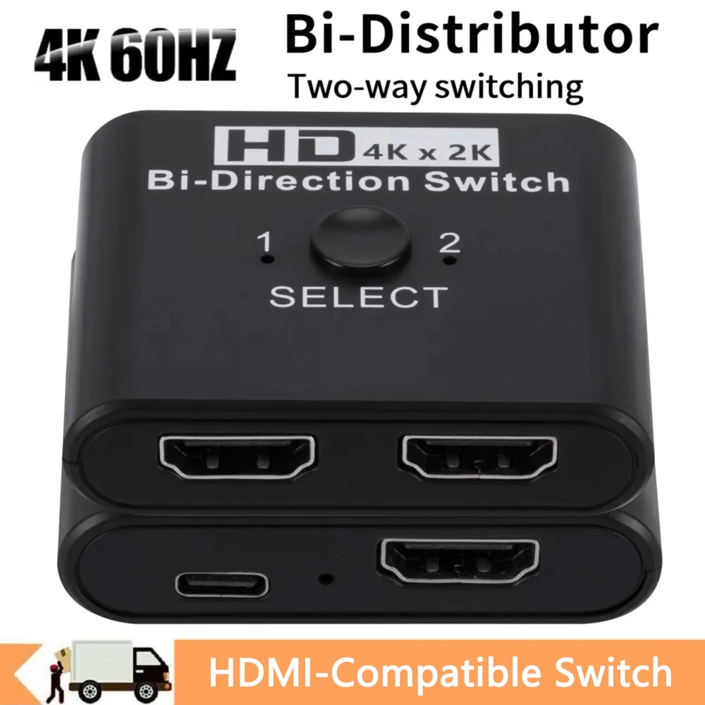 Switch Compatibile Con Hdmi Splitter Switcher Compatibile Con Hdmi A 2 Porte Bidirezionale Per Pc Portatile Adattatore Per Proiettore Monitor Xbox Ps3
