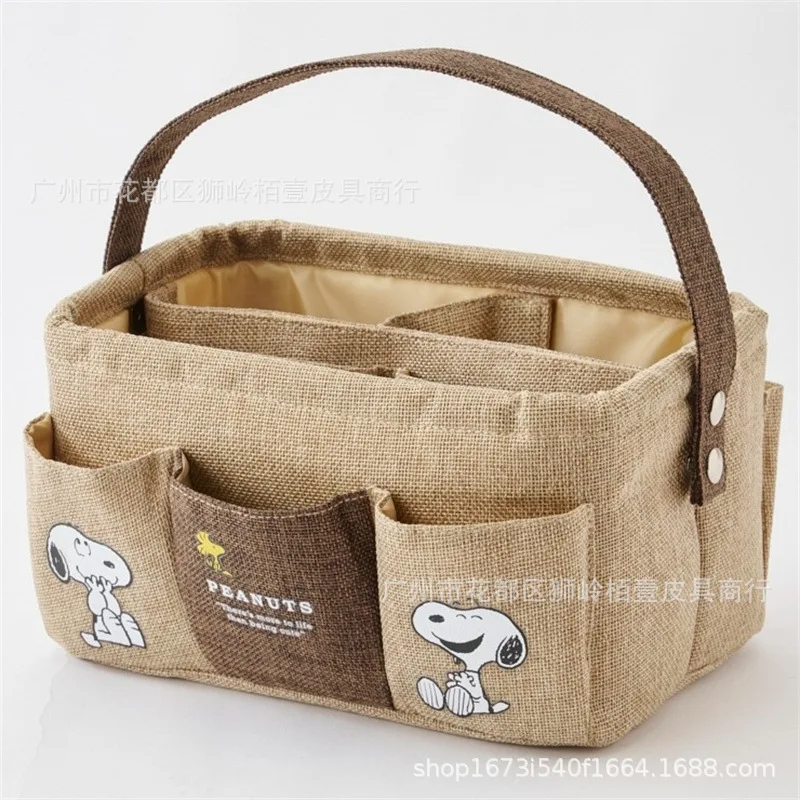 Kawaii Snoopy Anime Handheld Storage Handbag Cartoon Storage Basket Articoli Da Tavolo Spring Blackout Fashion Large Capacity Girl Gift