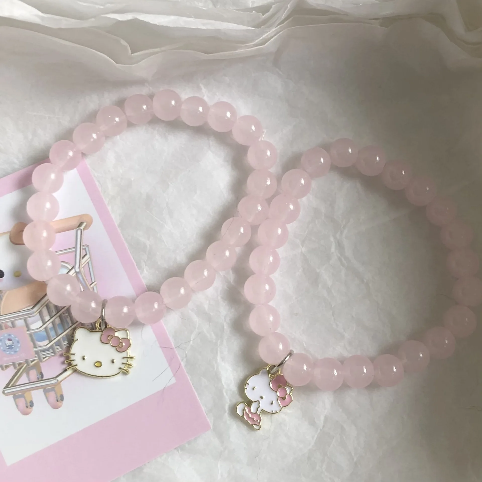 Cute Pink Hello Kitty Bracciale Sanrio Cartoon Hello Kitty Design Sense Jewelry Accessori Per Anime Amico Compleanno Ragazze Giocattoli Regalo