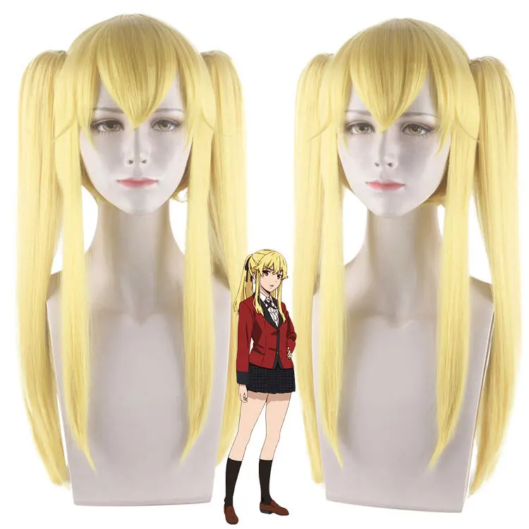 Anime Kakegurui Cosplay Meari Saotome Women Long Wig Role Playing Wigs Halloween Cosplay Golden Hair 50Cm