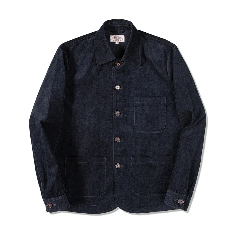 Red Tornado Vintage French Workwear Jacket Indigo Men Velluto A Coste Safari Hunting Coat