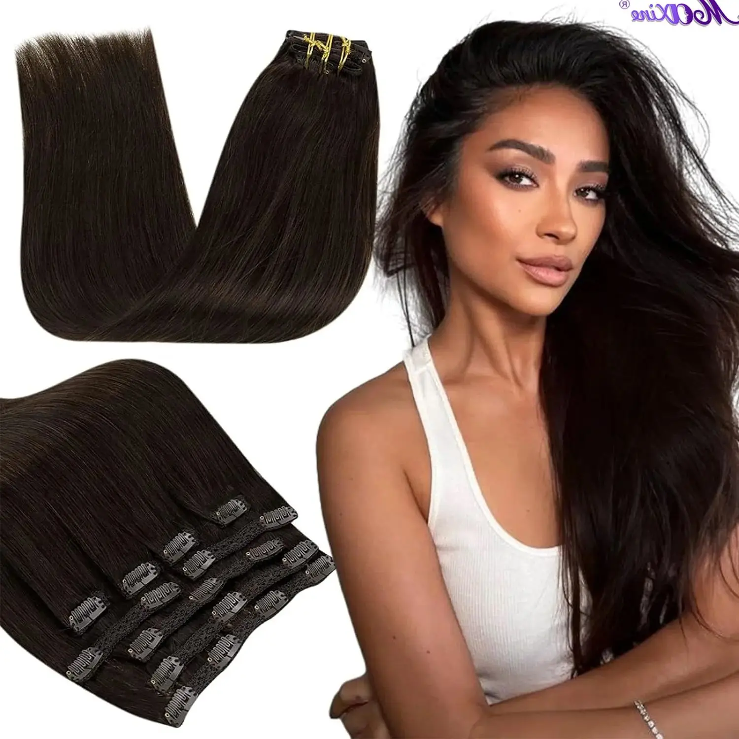 Clip Nelle Estensioni Dei Capelli Estensioni Dei Capelli Castano Scuro Dei Capelli Umani Clip Di Capelli Umani Veri Ins Clip Di Capelli Umani Remy Lis