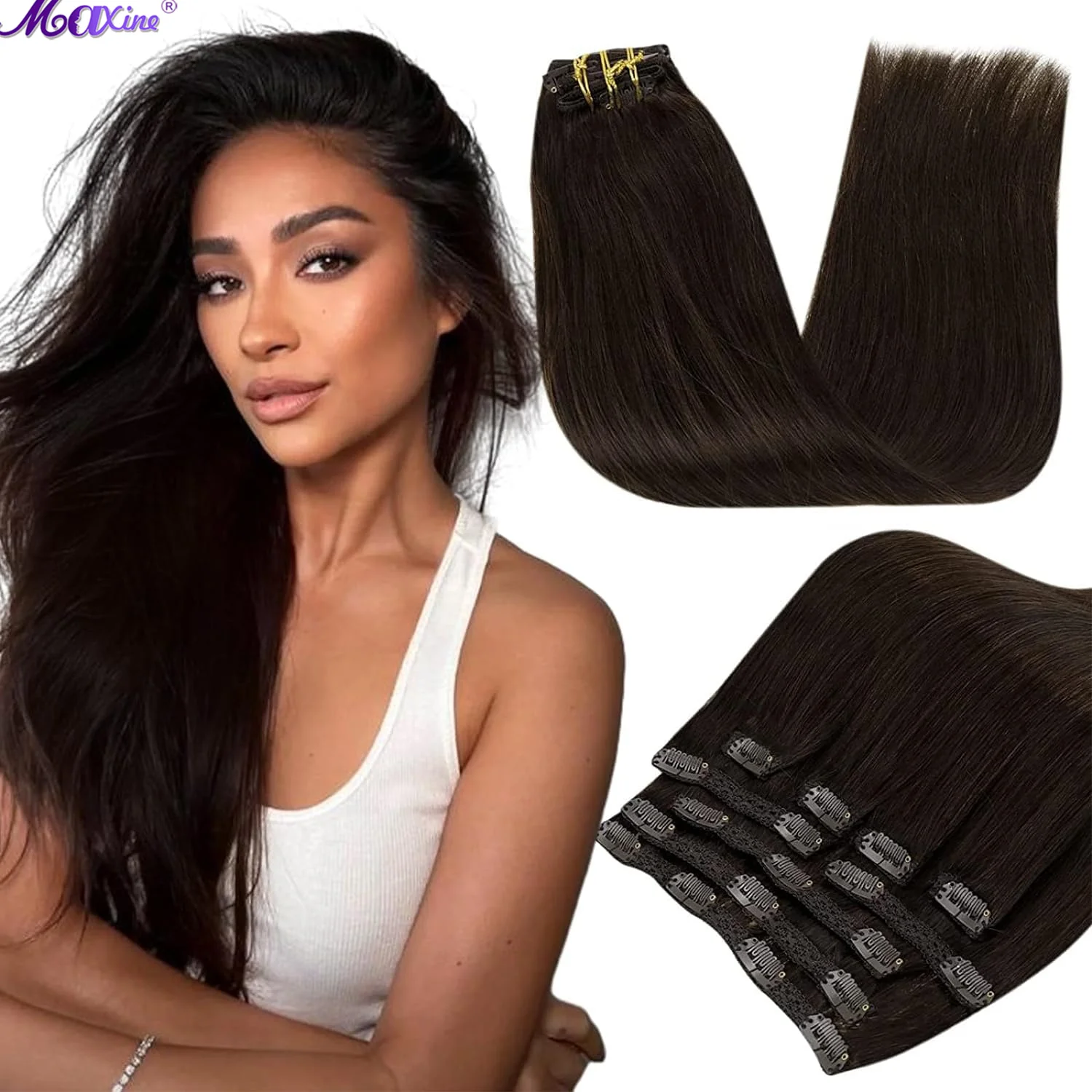 Clip Nelle Estensioni Dei Capelli Estensioni Dei Capelli Castano Scuro Dei Capelli Umani Clip Di Capelli Umani Veri Ins Clip Di Capelli Umani Remy Lis
