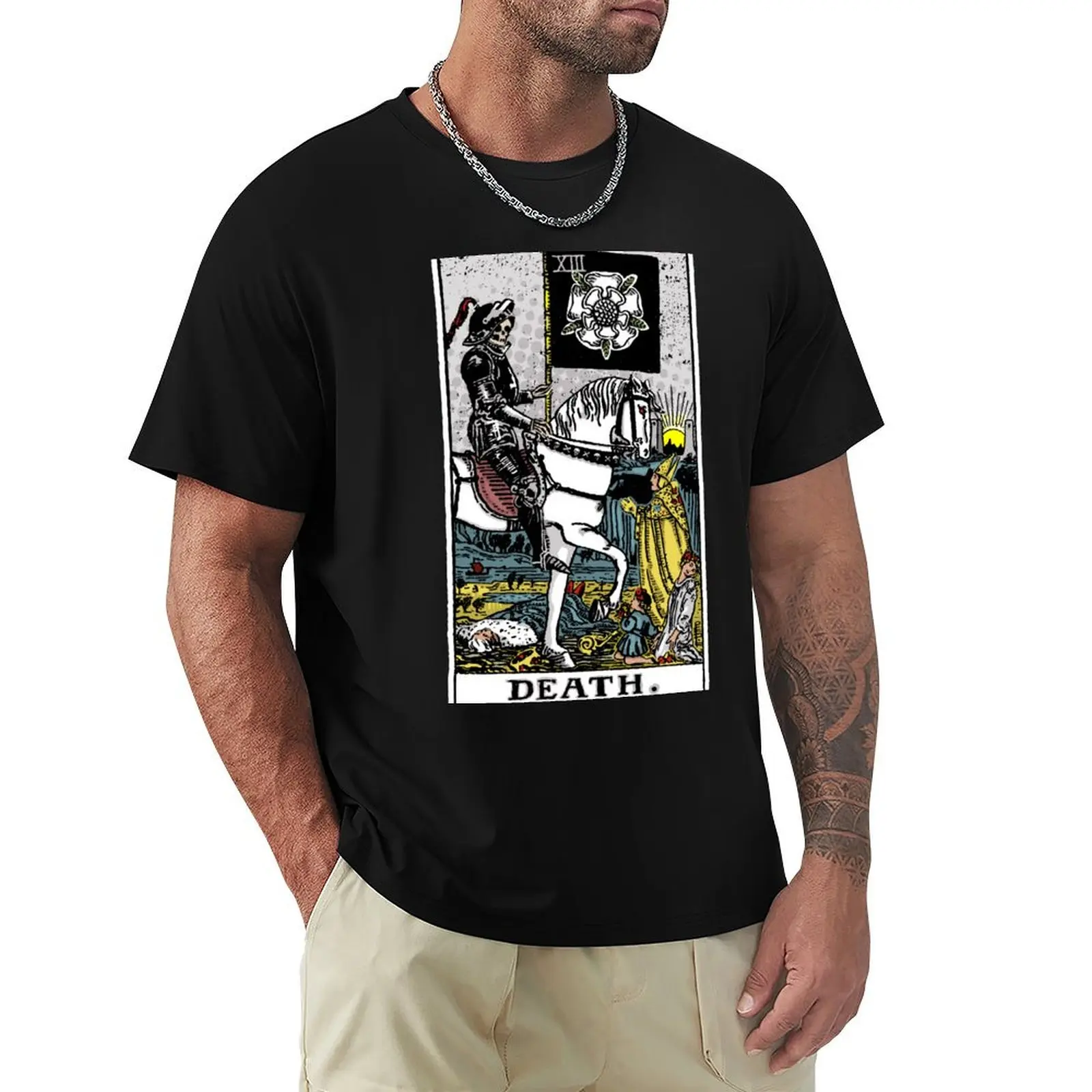 Death Tarot Card - Major Arcana - Fortune Telling-T-Shirt Occulta Moda Coreana Nuova Edizione Abbigliamento Uomo