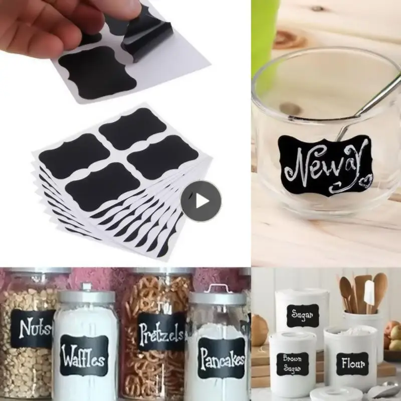 Set Lavagna Impermeabile Cucina Spice Label Stickers Home Jars Bottiglie Tag Etichette Lavagna Adesivi Nero