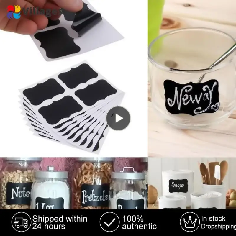 Set Lavagna Impermeabile Cucina Spice Label Stickers Home Jars Bottiglie Tag Etichette Lavagna Adesivi Nero