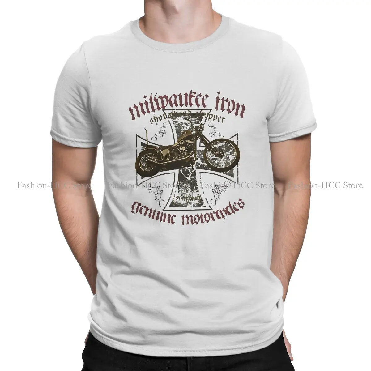 Shovelhead Chopper Milwaukee Iron Cross Fashion Magliette In Poliestere Iron Cross Maglietta Streetwear Stile Maschile O Collo