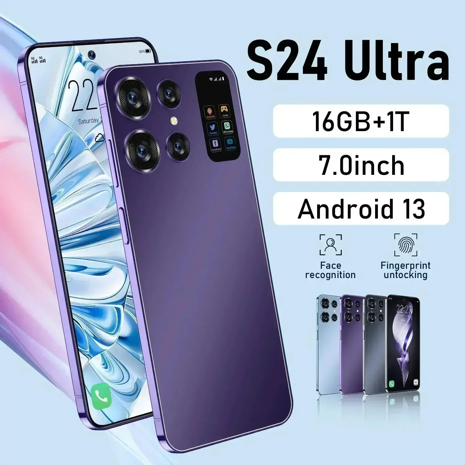 S24 Ultra 5G Smartphone 7.0 Pollici Telefono Cellulare Sbloccato Originale 16Gb + 1Tb 4G Dual Sim Card Cellulare Versione Globale Cellulare
